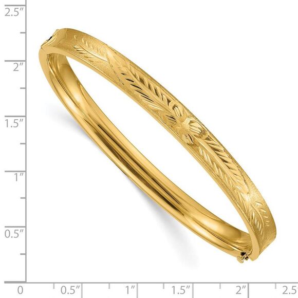 6mm 14k Yellow Gold Diamond Cut Concave Hinged Bangle Bracelet, 7 Inch - Picture 4 of 5